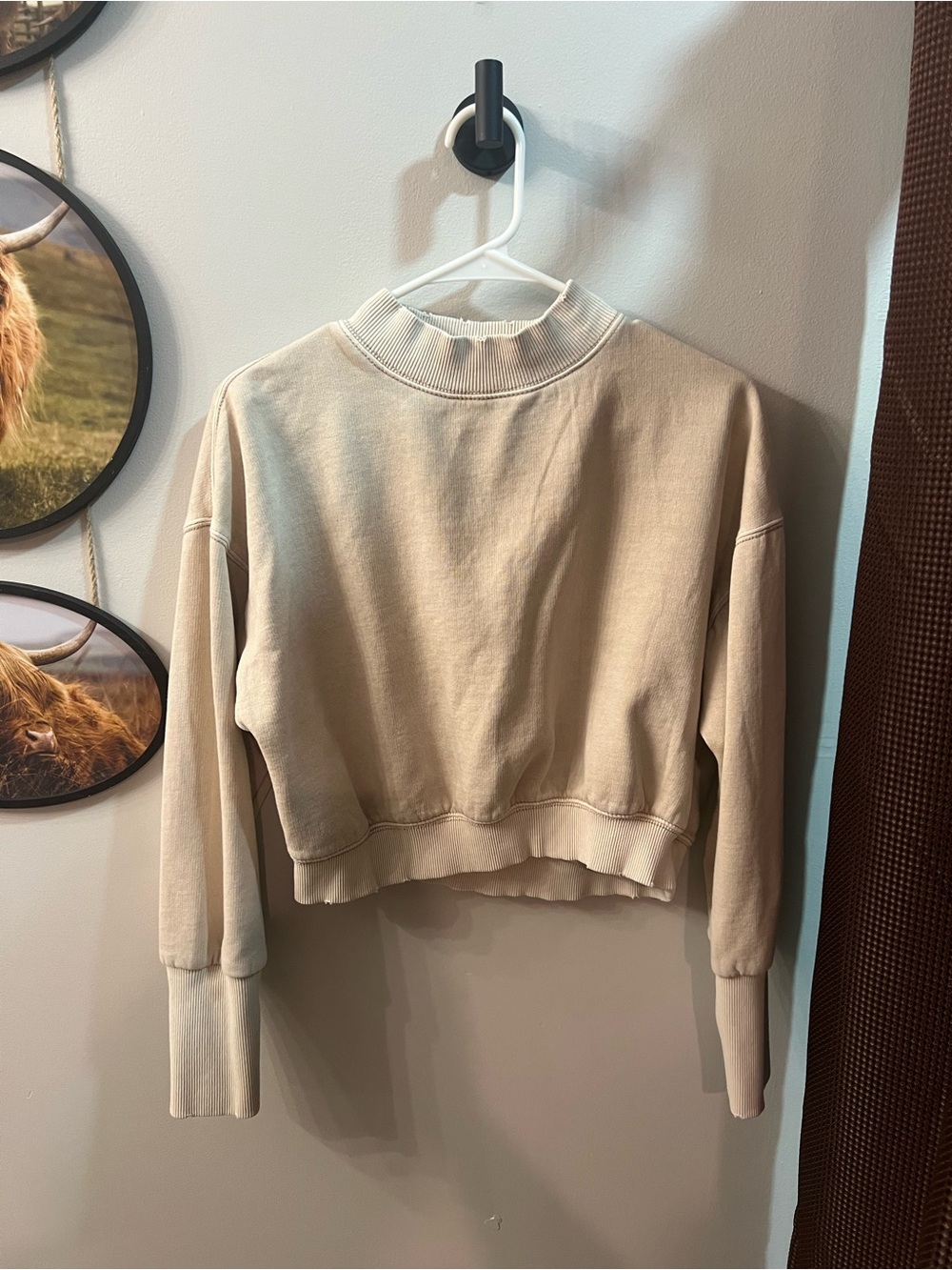 We The Free Cream Cropped Mock Neck Sweatshirt